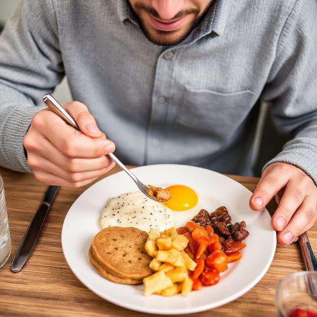 Older adults eating a late breakfast new research links delayed mealtimes to higher health risks and reduced life expectancy. (Image: AI generated)