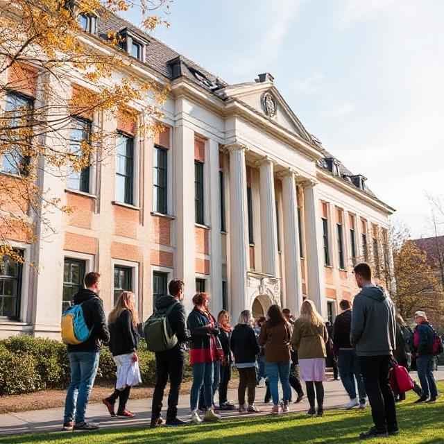 Students gather outside Bielefeld University, Germany where a new psychological study uncovered how low self-esteem and negative thinking contribute to academic burnout among university students. (Image: AI Generated)