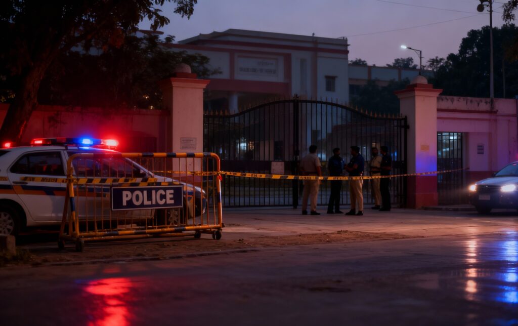 Police recreate the Durgapur crime scene with the five accused and the survivor’s friend, as part of the ongoing investigation into the gang rape of a medical student. (Image: AI Generated)