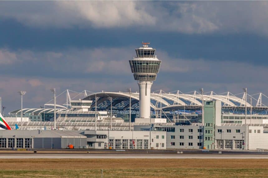Munich Airport’s control tower and terminal buildings Europe’s aviation hub hit by drone disruptions, grounding flights and stranding thousands of passengers.
