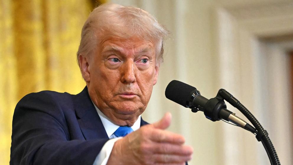 US President Donald Trump speaks during a public address as Washington announces a naval blockade targeting Venezuelan oil tankers, sharply escalating pressure on President Nicolás Maduro.