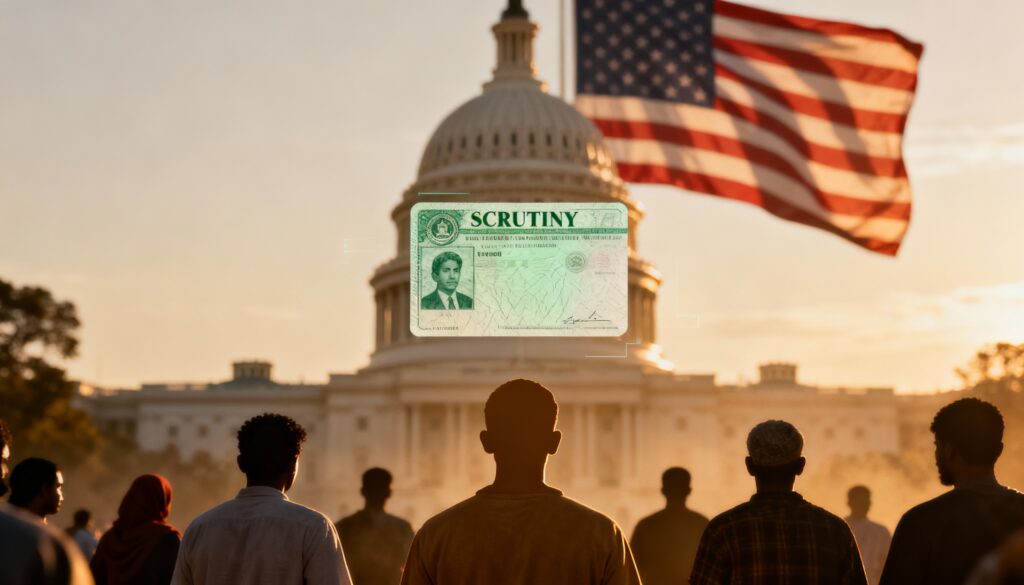 The Trump administration announced a sweeping review of Green Cards for immigrants from 19 “countries of concern” after a deadly shooting near the White House, though Indians will remain unaffected by the new restrictions. (Image: AI Generated)