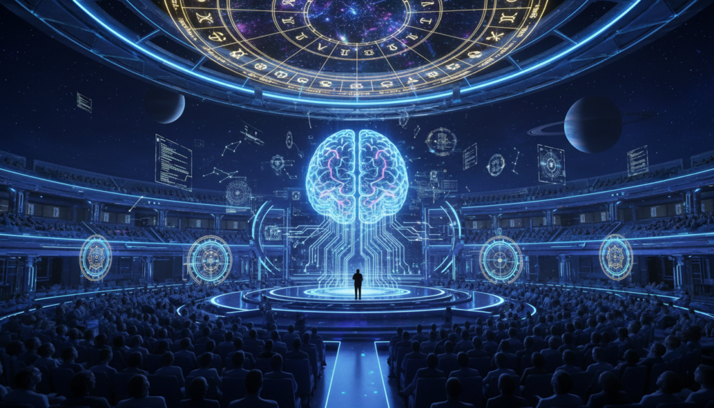 Planetary alignments during the India AI Summit symbolise innovation, reform and accountability — shaping how each zodiac sign may perceive AI’s growing influence. (Image: AI Generated)