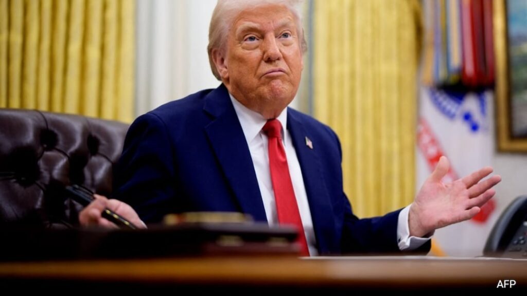 US President Donald Trump after the Supreme Court ruling on tariffs, as the administration introduces a uniform 10% import duty affecting global trade partners including India. (PC: NDTV)