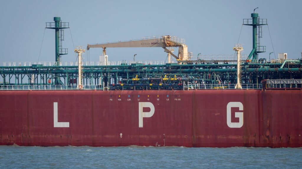 Liquefied Petroleum Gas (LPG) carrier, Shivalik, arrives at Mundra Port via the Strait of Hormuz, amid the U.S.-Israel conflict with Iran, in Gujarat, India, on March 16, 2026. (Photo Credit: Reuters)