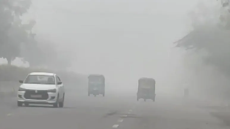 Dense fog blankets Delhi after unseasonal rainfall brings the coldest March day in six years.