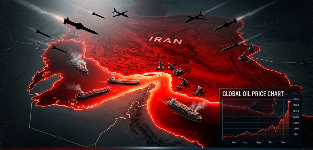 Rising tensions over the Strait of Hormuz raise fears of global oil supply disruption. (Image: AI Generated)